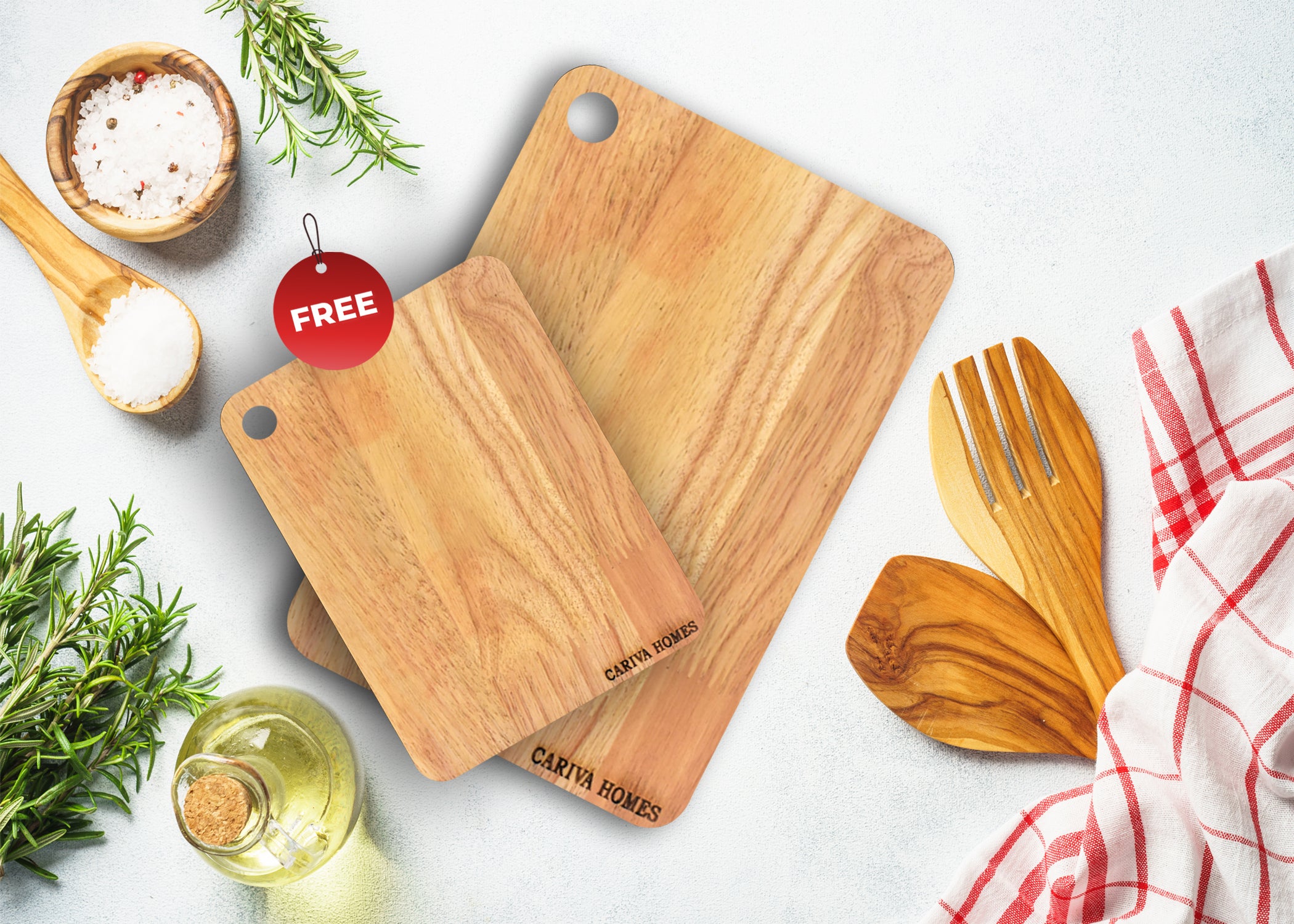 CARIVA HOMES Wooden Chopping Board 22 x 32 CM - Durable Cutting Board for Kitchen Rectangular Shape - Knife Friendly Wood for Vegetables, Fruits & Meat Include Free 22 X 18 CM Chopping Board Inside