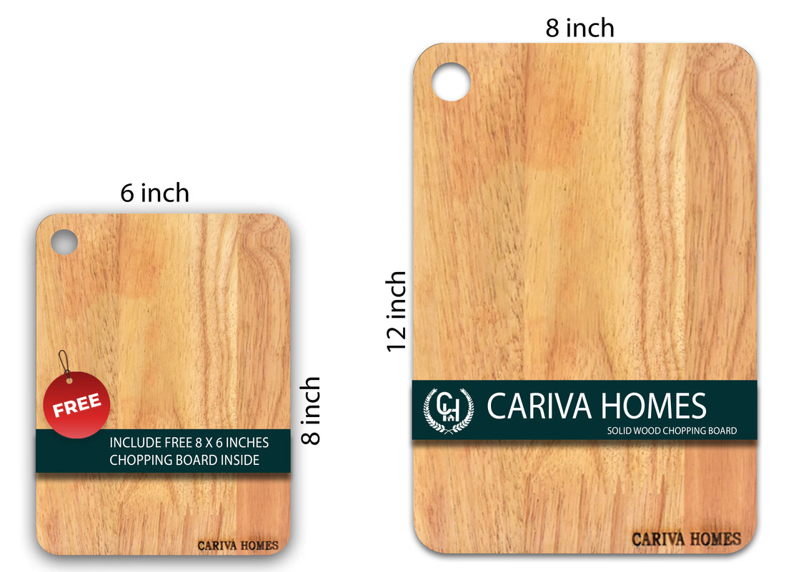 CARIVA HOMES Wooden Chopping Board 22 x 32 CM - Durable Cutting Board for Kitchen Rectangular Shape - Knife Friendly Wood for Vegetables, Fruits & Meat Include Free 22 X 18 CM Chopping Board Inside